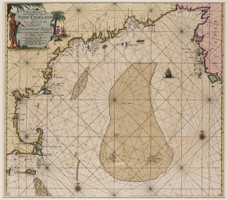 Chart of New England - Pas-kaart vande Zee Kusten inde Boght van Niew ...