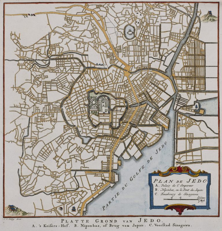 Edo (Tokyo) - Platte Grond van Jedo by van der sSchley, ca. 1757 ...