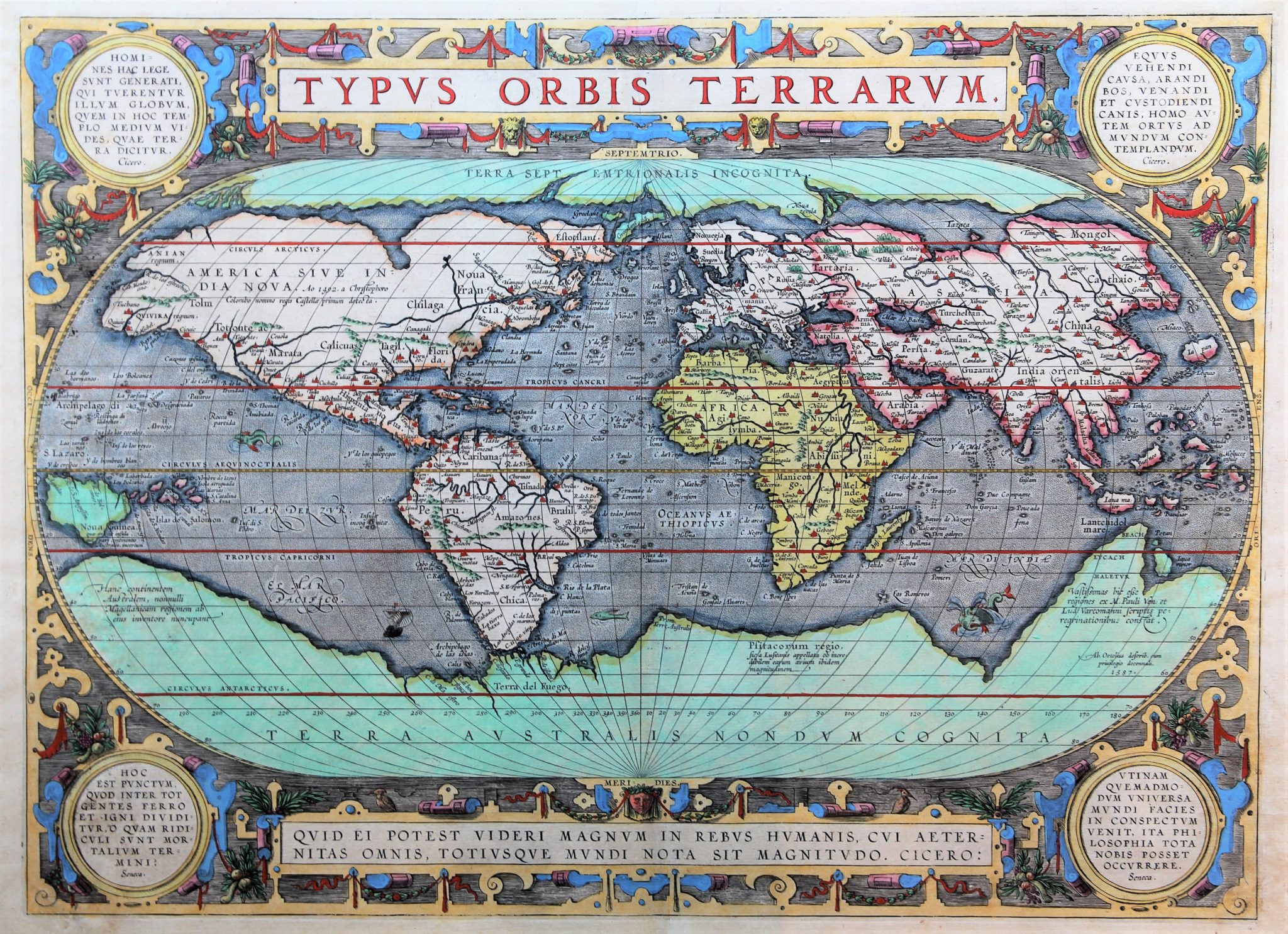 Unique set of 5 maps (from the same French atlas, 1598): World and four ...