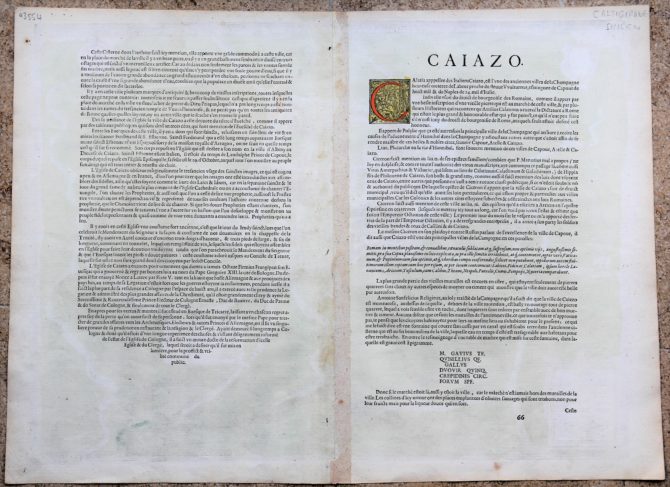 old map (16th century of Caiazo (Campania) (verso) by Braun and Hogenberg (1596/1598)